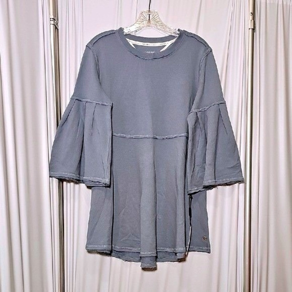 Calvin Klein Performance Relaxed Bell Sleeve Blue Sweatshirt Tunic Top S
